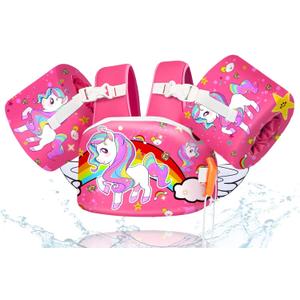 Toddler Floaties, Kids Swim Vest for 22-66 Lbs, Arm Floaties with Adjustable Straps Swim Floats & Arm Band Suitable for Water Sports Pool Swimming Safety for Infant 2,3,4,5,6,7 Years
