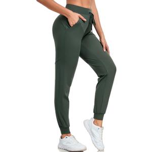Women's Joggers Pants with Pockets Drawstring High Waisted Tapered Sweatpants for Women Lounge Workout Yoga Running (Large, Olive Green)