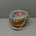 JOYIN Easter Wooden Basket with Liner, Portable Wood Buckets with Folding Handle, Easter Eggs Candies Party Favor Storage Container, Empty Gift Basket for Egg Hunt, Kids Party Treats & Picnic