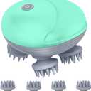 Electric Scalp Massager for Men Women, Handheld Cat Dog Pet Head Massager with 4 Massage Heads, 3 Speeds, Waterproof, for Hair Growth, Soothing Muscles Joints, Stress Relax(Green)
