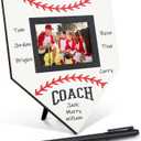1 Pc Baseball Sofball Coach Signable Picture Frame Thanks Coach Gift Baseball Sofball Gift Photo Frame from Team Coaches Appreciation Home Plate Plaque (White)