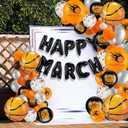 Soulchen 47 Pcs March Basketball Party Madness Decorations Balloons 16 Inch Happy March Banner 12/18 Inch Black Orange Metallic Silver Confetti Foil Balloon for Sport Birthday Party Supplies