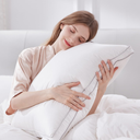 Globon Luxury Feather Down Pillow Standard Queen Size for Sleeping, Hotel Collection Fluffy Pillow, Low Soft Gusseted Bed Pillows, 18"X26", Pack of 2