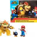 Super Mario World of Nintendo Bowser Vs Mario Diorama Set Includes Mario, Bowser, and Bob-Omb Action Figures
