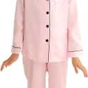 Veseacky Pajama Set for Kid Baby Boy Girl Button-up Silk Sleepwear Clothes Set Gifts for Kids (Pink, 120)