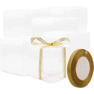Coobbar Clear Candy Gift Box,30 Pack Empty Clear PVC Plastic Boxes Gift Boxes for Party Favors, Wedding, Birthday Presents, Candy, Cupcakes, Jewelry,Christmas Gift Packing (3 x 3 x 3 Inch)