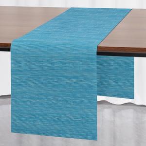 Myir JUN Table Runner, Vinyl Table Runner Indoor 72 Inch Long Arbitrarily Cropped Runner for Table Heatproof for Home Party (Blue, 12 x 72 inch)