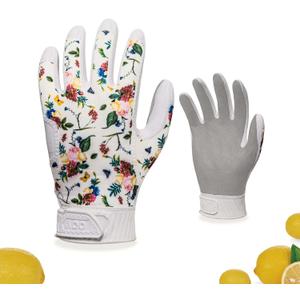 Vgo... 1 Pair Women's Gardening Gloves NGG X1 with Fresh Rich Aromas,Abrasion-Resistant for Yard Work,Patented Seamless Non-Stitching Design(M,Rose&White,TP1131)