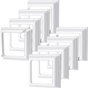 Thyle 8 Pcs True 4x4 Inches Vinyl Post Skirt Post Base Cover Column Wraps for Porch Deck Base Vinyl Sleeve White Trim for Hand and Stair Rails
