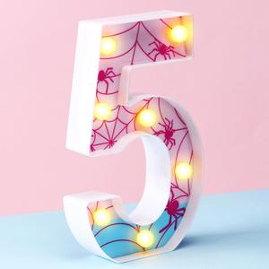 Leinuosen Spider LED Number Lights Birthday Party Decoration Pink Spider Light up Numbers Women Birthday Supplies for Marquee Night Christmas Gift Baby Shower(Number 5)
