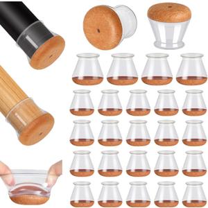 24 Pcs Chair Leg Floor Protectors, Silicone Chair Leg Protectors Caps Covers for Hardwood Floors, Furniture Pads Sliders with Wrapped Felt Bottom Extra Small (Fit:0.5"-0.75")