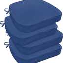 downluxe Chair Cushions for Dining Chairs, Waterproof Kitchen Chair Pads, Non-Slip Dining Seat Cushion with Ties, 17" x 16" x 2.5", Blue, 4 Pack