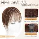 S-noilite Bangs Hair Clip,360 3D Cover Real Clip in Bangs Human Hair Toppers for Women With Wispy Bang Daily Wear (Dark Brown)
