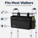 Agrish Walker Bag for Walker, Walker Basket with Cup Holder & Multiple Pockets, Folding Walker Accessories Organizer, Black Oxford Fabric Storage Pouch for Seniors Daily Essentials