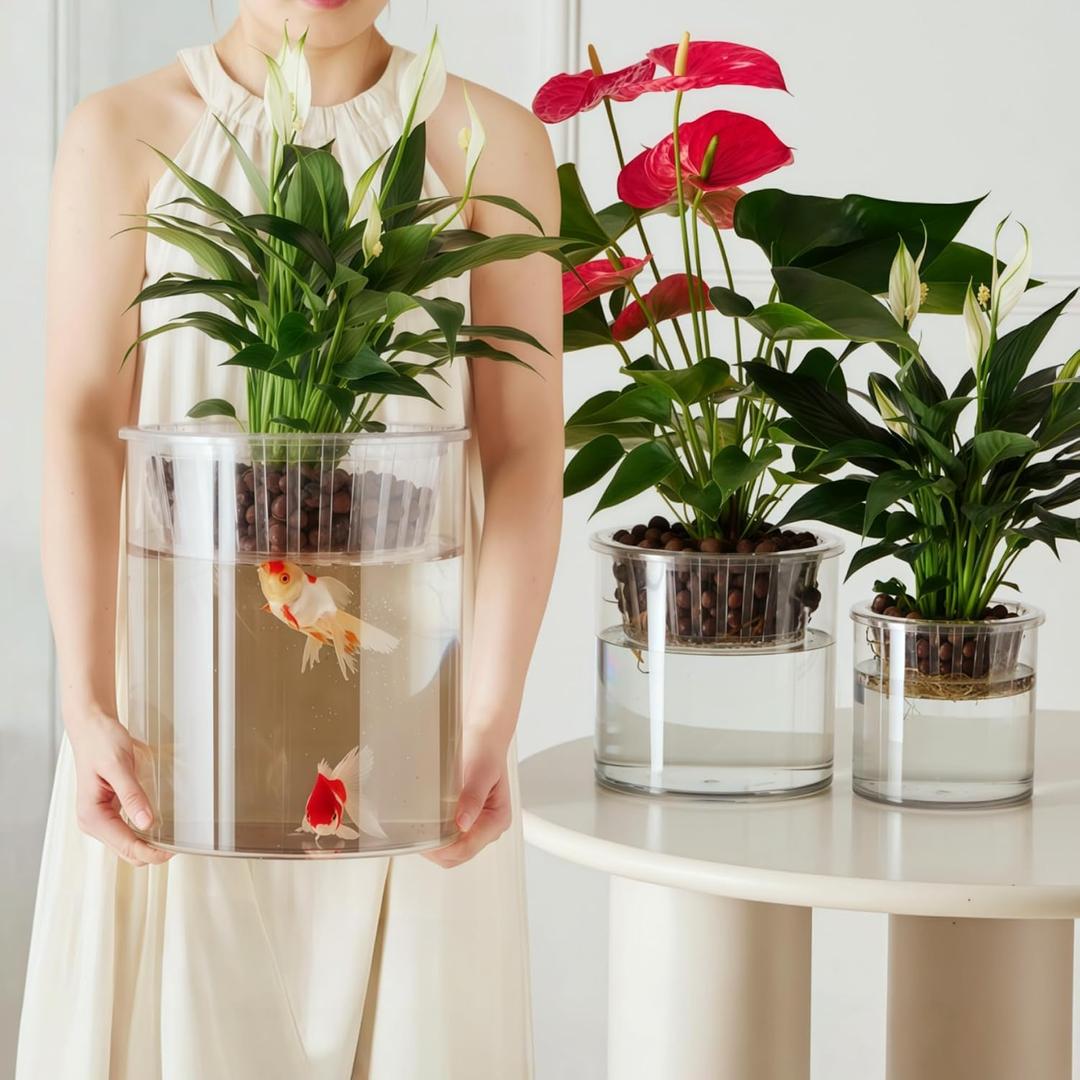 3 Plastic Fish Bowls Vase, Extra Large Unbreakable Cylinder Flower Vases for Home Decor Centerpieces Hydroponic Plant Flower Shop Decorative (D 9.8" -D7.9 -D D6)