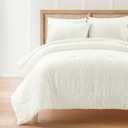 Lush Decor Jacquard Wave Comforter Set, 3 Piece Set, King/California King, Soft White - Textured Bedding Set - Tufted Clip Jacquard Design - White Comforter - Cottage & Coastal Bedroom Decor