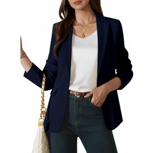 Womens One Button Blazer Casual Open Front Long Sleeve Suit Jackets Business Work Office Blazers (S)