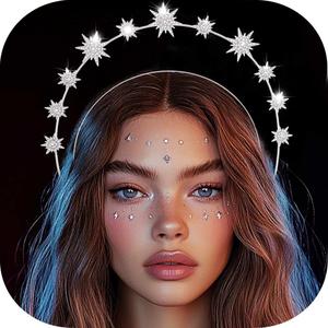 CAKURE Star Halo Headband Silver Rhinestone Goddess Headpiece Metal Mary Celestial Headpiece Bride Wedding Hair Accessories for Women