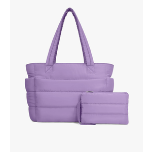 TOPDesign Puffer Tote Bag for Women, Lightweight Puffy Handbag with Compartments, Quilted Shoulder Bag for Work, Travel, Gym