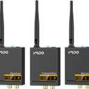 YMOO 3 in 1 2.4Ghz Wireless Audio Transmitter and Receiver,2 Receivers for Two Speakers,20ms Ultra Low Latency,192kHz/24bit HiFi,320ft Range RCA Jack Wireless Adapter for TV/Speaker/PC/Home Stereo