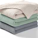 lulumoon Muslin Swaddle Blanket Baby - Cotton Swaddling Blanket Soft Baby Receiving Blankets Neutral 3Pack(Grey+Green)