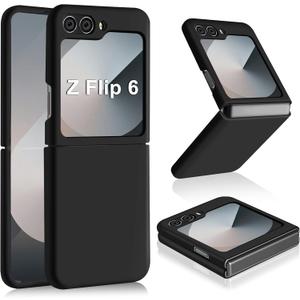 Z Flip 6 Liquid Silicone Case for Samsung Galaxy Z Flip6 5G, Slim Case for Women, Soft Gel Rubber Ultra Thin Cases Silky Touch Anti-Scratch Shockproof Protective Cover for Samsung Z Flip 6 5G (Black)