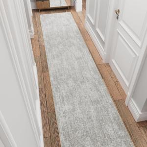 Ottomanson 2X14 Hallway Washable Runner Rug - Non-Slip Indoor Entryway Rug Solid Kitchen Rug Runner Ultra-Thin Floor mat, 14ft Carpet for Bathroom, Bedroom, Living Room, 22.5" x 14', 1'10" x 14'