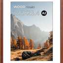 A2 Poster Frame,16.5x23.4in Brown Natural Wood Picture Frames with Polished Plexiglass,Easy to Hang,Display Picture A2 without Mat or A3 with Mat for Wall Mounting Horizontally and Vertically