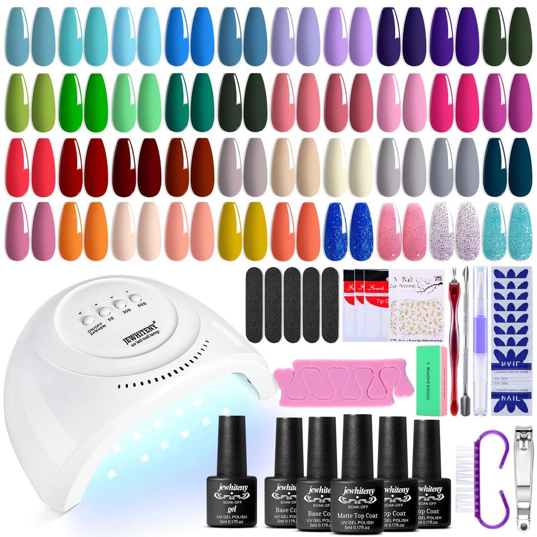 JEWHITENY 45PCS Gel Nail Polish Kit with U V Light LED Nail Lamp 40 Colors Set Manicure Nail Gel Kit JEWHITENY 45PCS Gel Nail Polish Kit with U V Light LED Nail Lamp 40 Colors Set Manicure Nail Gel Kit