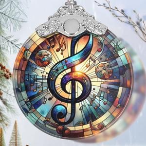 Musical Note Stained Glass Orament - Christmas Ornament - Christmas Decorations for Tree - Holiday Present ldeas - Gift Exchange