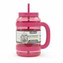 REDUCE WaterDay 80 oz Water Jug with Time/Ounce Markings - Spill-Proof Straw, Durable Tritan - Big Water Bottle for Daily Hydration - Dishwasher Safe, Clear & Easy to Clean, Lilac Bud
