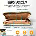 Halloween Pumpkin Wallet for Women, PU Faux Leather Zip Around Wallet with Wristlet, 12 Card Slots Large Capacity Credit Card Holder