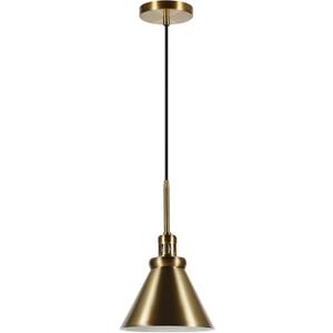 2 x Henn&Hart 8" Industrial Pendant Light Fixture with Gold Metal Cone Shade for Kitchen Island, Dining Room or Game Room, Gold