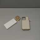 LAMEEKU Compatible with iPhone 16 Pro Wallet Case with Card Holder, Quilted Leather Zipper Crossbody Case for Women Design for iPhone 16 Pro 6.3" Beige