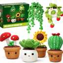 Crochet Kit for Beginners - 6 Styles Plant Crochet Kit with Step-by-Step Video Tutorials - Easy to Learn Beginner Crochet Kit for Adults - Amigurumi Knitting Arts and Crafts Hobbies Gifts for Women