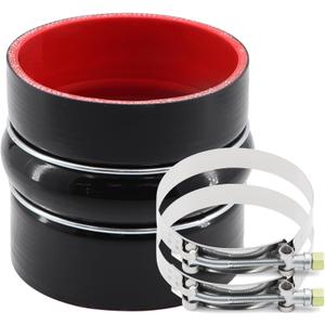Straight Black Silicone Hump Coupler ID 4 to 4 inches 4 Layers of Polyester Reinforcement Suitable High Level Turbo Pipe with 2 T-Bolt Clamps