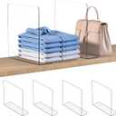 OKPOW Shelf Dividers Closet Organizer - 12" Tall X 11.8" Deep Acrylic Clear Sturdy Separate for Clothes Purse - Adjustable Space Saver Easy Install for Home Organization Enthusiasts 4 Pack
