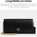 Coach Women's Evie Long Chain Accessory-Travel Wallet Black, " (L) x 4" (H) x 1 3/4" (W)