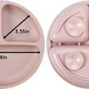 PandaEar Silicone Baby Feeding Set | 9PCS Baby Led Weaning Supplies Self Feeding Utensils | Divided Suction Plate Bowl Bibs Sippy Cup with Baby Snack Container Spoons Forks (Pink)