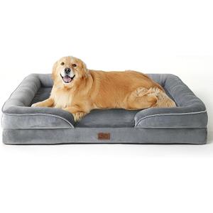 Bedsure Orthopedic XLPlus Dog Bed Extra Large with Removable Washable Cover | 48" Classic Giant Dog Couch Sofa Waterproof, Comfy Bolster Sides, Nonslip Bottom, Pet Bed for Cats,Senior Dogs, Grey