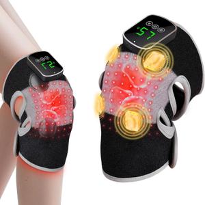 3-in-1 Red Light Therapy Knee Brace with 4 Vibration Massage Areas, 5000mAh Rechargeable Heated Knee Massager, 660nm&850nm Infrared Light Therapy Heated Device for Knee Elbow Shoulder Pain Relief