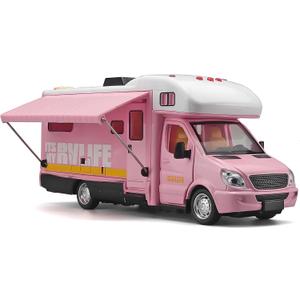 Campers for Kid Toys RV,Die Cast Metal Toy Camper for 3 4 5 6 7 8 9 Year Old Toddlers,Pull Back RV Toys with Light and Sound,Camper Van Gifts for KidsTrucks for Kid Ages 4-8Pink