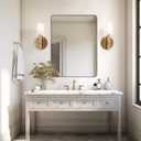 ANDY STAR Gold Bathroom Mirror, 30x36 Brushed Brass Rectangle Mirror for Bathroom, Modern Rectangular Wall Mounted Mirror for Vanity, Crafted of Stainless Steel Metal Frame…