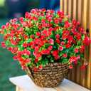 AXYLEX Artificial Flowers for Outdoors Fake Plants - 12 Bundles Faux UV Resistant No Fade Plastic Greenery Home Garden Porch Patio Decoration Boxwood Shrubs (Red)