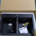 KRAUS Quarza 33-inch Drop-In/Undermount 50/50 Double Bowl Granite Kitchen Sink in Black Onyx, KGD-433B