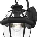 Livex Lighting 2151-04 Monterey 1 Light Outdoor Black Finish Solid Brass Wall Lantern with Clear Beveled Glass ("13"" x 8.5"" x 8.25""")
