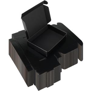 Rempry 50 Pack 6x4x1 Inches Black Small Shipping Boxes, Cardboard Corrugated Gift Mailer Boxes for Packaging Small Business Mailing