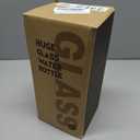 kytffu 42oz Glass Water Bottles with Straw, Motivational Glass Bottle with Silicone Sleeve and Time Marker, Leakproof Large Glass Water Jug for Gym Home Office,Amber