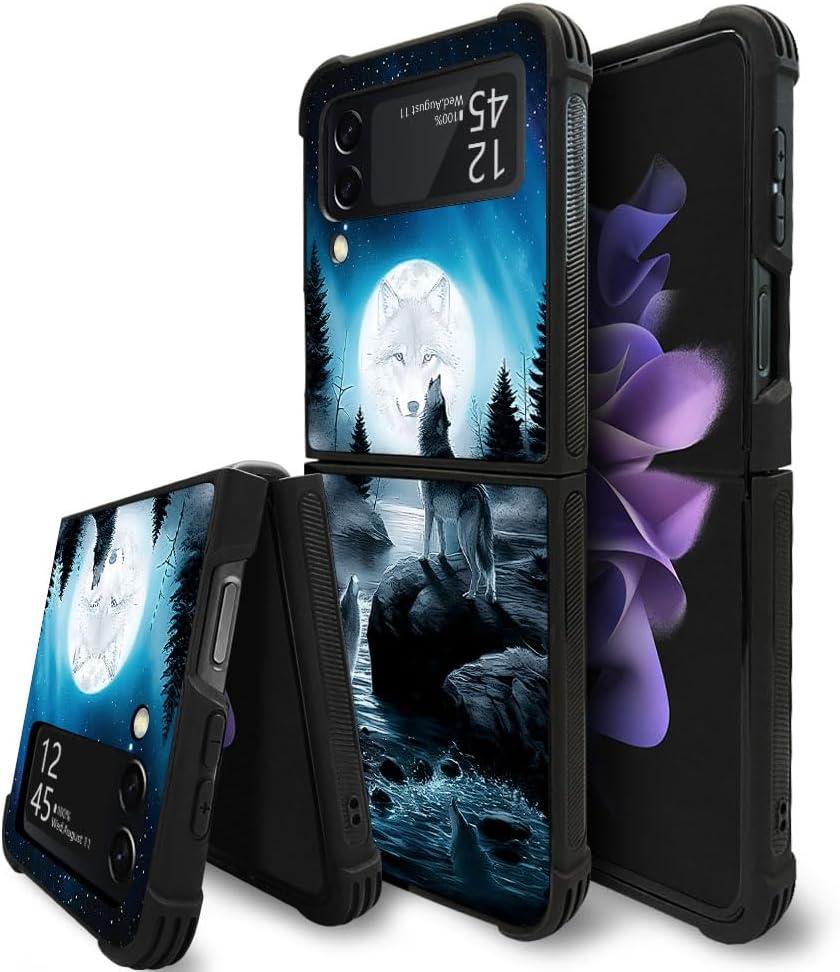 CARLOCA Compatible with Samsung Galaxy Z Flip 3 5G Case,Star Howling Wolfs Fashion Graphic Design Shockproof Anti-Scratch Drop Samsung Z Flip 3 5G CARLOCA Compatible with Samsung Galaxy Z Flip 3 5G Case,Star Howling Wolfs Fashion Graphic Design Shockproof Anti-Scratch Drop Samsung Z Flip 3 5G