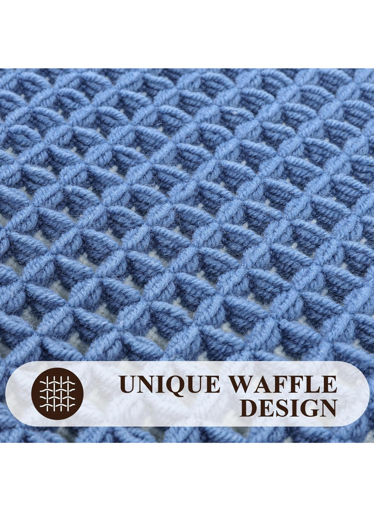 Pauwer Bathroom Rugs Sets 1  Piece, Waffle Bath Mat Set for Bathroom Floor, Non Slip Bath Rugs, Soft Absorbent Rugs for Bath Room Floor, Machine Washable Shower Rug Tub, Shower, Blue 18*48